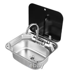 RV Kitchen Sink Unit Caravan Camper Hand Wash Basin with Faucet Stainless Steel