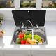 Rv Sink With Folded Faucet&tempered Glass Lid Stainless Steel Hand Wash Basin Sink