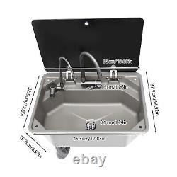 RV Sink with Folded Faucet&Tempered Glass Lid Stainless Steel Hand Wash Basin Sink