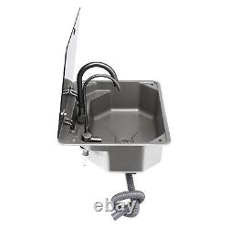 RV Sink with Folded Faucet&Tempered Glass Lid Stainless Steel Hand Wash Basin Sink