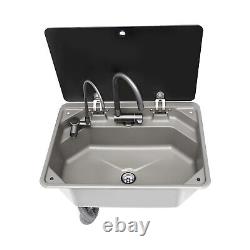 RV Sink with Folded Faucet&Tempered Glass Lid Stainless Steel Hand Wash Basin Sink