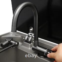 RV Sink with Folded Faucet&Tempered Glass Lid Stainless Steel Hand Wash Basin Sink