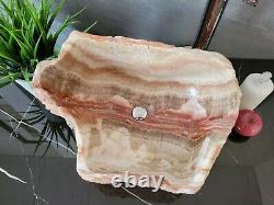 Red Onyx Stone Vessel Sink, Onyx Hand Basin, Rustic Vanity-Top Wash Basin