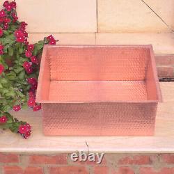 Rustic Fire Pure Rectangle Hammered Copper kitchen Sink Undermount Wash Basin