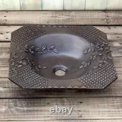 Semi Countertop Wash Basin Bathroom Sink with Artistic Embossed Cast 2 Color 1Pc