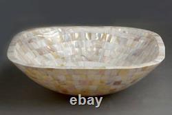 Sink Wash Basin White Mother Of Pearl Plus Design Handmade Sea Shell Glass Bowl