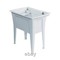 Spacious White Utility Sink Granite Laundry Tub Freestanding Sink Wash Station