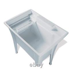 Spacious White Utility Sink Granite Laundry Tub Freestanding Sink Wash Station