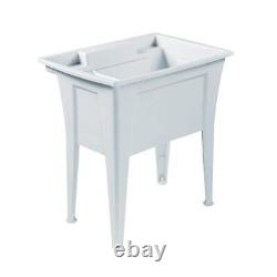 Spacious White Utility Sink Granite Laundry Tub Freestanding Sink Wash Station