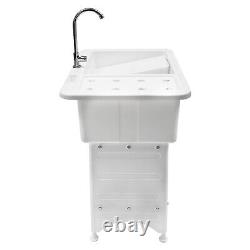 Spacious White Utility Sink Laundry Tub Freestanding Sink Wash Station With Faucet