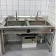 Stainless Steel Commercial Utility Sink 2 Compartment Wash Standing Kitchen Sink