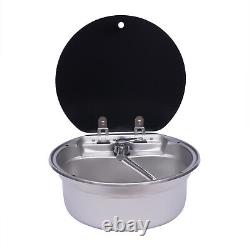 Stainless Steel Hand Wash Basin Sink With Lid&Faucet for RV Caravan Camper Kitchen