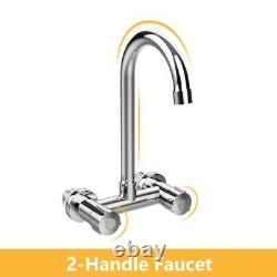 Stainless Steel Hand Wash Commercial Sink Wall Mount Sink with Chrome Faucet