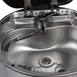 Stainless Steel Hand Wash Round Basin Sink With Glass Lid For RV Campers Boat