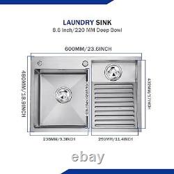 Stainless Steel Laundry Utility Sink with Washboard, Wash Basin for Kitchen