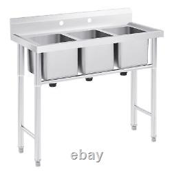 Stainless Steel Utility Sink 3 Durable Basins for Kitchen Laundry Room and More