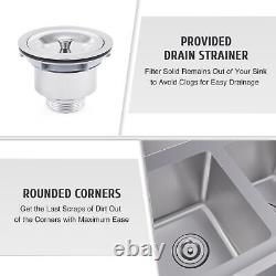 Stainless Steel Utility Sink 3 Durable Basins for Kitchen Laundry Room and More