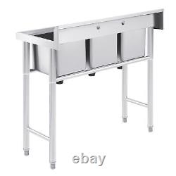 Stainless Steel Utility Sink 3 Durable Basins for Kitchen Laundry Room and More