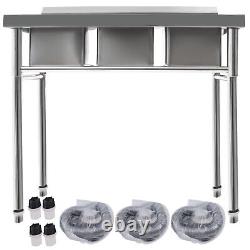 Triple Commercial Stainless Steel Sink Washing Sink Hand Wash Basin Kitchen