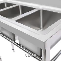 Triple Washing Sink Commercial Stainless Steel Sink Hand Wash Basin Kitchen