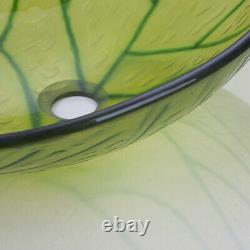 US Green Leaf Tempered Glass Bathroom Wash Basin Vessel Sink Vanity Mixer Faucet