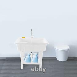 Utility Laundry Sink Wash Tub WithFaucet Garage Heavy Duty Basement Worksite Basin