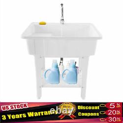 Utility Laundry Sink Wash Tub WithFaucet Garage Heavy Duty Basement Worksite Basin