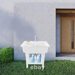 Utility Laundry Sink Wash Tub WithFaucet Garage Heavy Duty Basement Worksite Basin