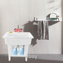 Utility Laundry Sink Wash Tub WithFaucet Garage Heavy Duty Basement Worksite Basin