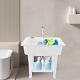 Utility Sink Kit Laundry Tub Wash Bowl Basin Freestanding With Hot & Cold Faucet