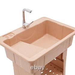 Utility Sink Laundry Tub Freestanding Sink Wash Station Basin with Storage Shelf