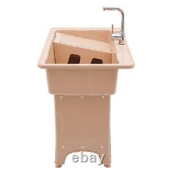 Utility Sink Laundry Tub Freestanding Sink Wash Station Basin with Storage Shelf