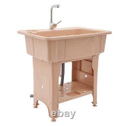 Utility Sink Laundry Tub Freestanding Sink Wash Station Basin with Storage Shelf