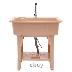 Utility Sink Laundry Tub Freestanding Sink Wash Station Basin with Storage Shelf