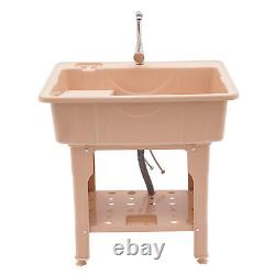 Utility Sink Laundry Tub Freestanding Sink Wash Station Basin with Storage Shelf