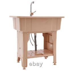 Utility Sink Laundry Tub Freestanding Sink Wash Station Basin with Storage Shelf