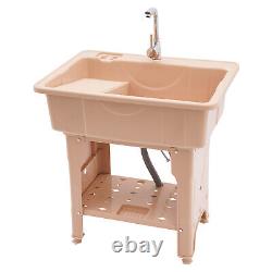 Utility Sink Laundry Tub Freestanding Sink Wash Station Basin with Storage Shelf