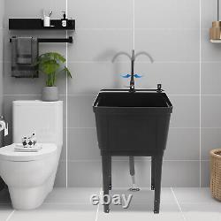 Utility Sink Laundry Tub Wash Bowl Basin Laundry Sink With Faucet Washboard