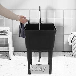 Utility Sink Laundry Tub Wash Bowl Basin Laundry Sink With Faucet Washboard