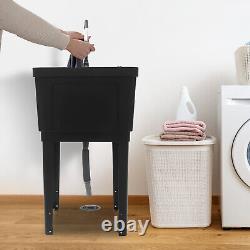 Utility Sink Laundry Tub Wash Bowl Basin Laundry Sink With Faucet Washboard