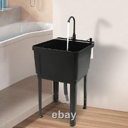Utility Sink Laundry Tub Wash Bowl Basin Laundry Sink With Faucet Washboard NEW