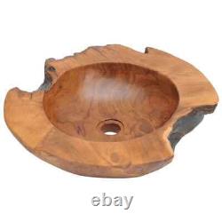 VidaXL Solid Teak Wood Basin Wash Sink Bathroom Home Indoor Washbowl Bowl