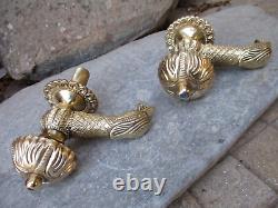 Vintage Pair Brass Tap Faucet 1/2 Water Hot and Cold Wash Basin Sink Bird Shape