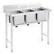 Wilprep 40 Commercial Utility Prep Sink Stainless Steel 3 Compartments