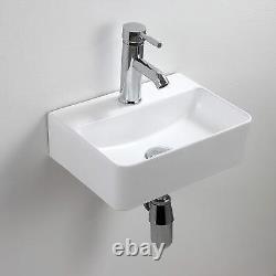 Wall Hung Basin Sink Small Cloakroom Basin Rectangle Ceramic Wash Basin Right