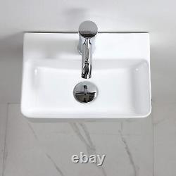 Wall Hung Basin Sink Small Cloakroom Basin Rectangle Ceramic Wash Basin Right