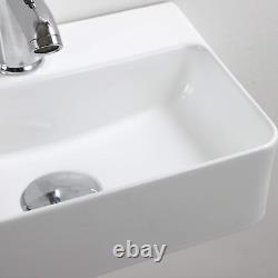 Wall Hung Basin Sink Small Cloakroom Basin Rectangle Ceramic Wash Basin Right