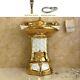 Wash Basin Pedestal Ceramic Bathroom Sinks With Stand And Overflow Mosaic Design