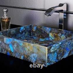 Wash Basin Sink Labradorite Stone Blue Gemstone Labradorite Sink Basin For Wash