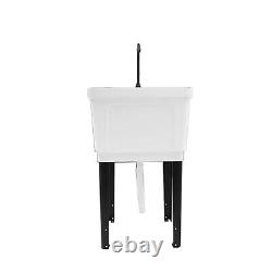 White or Black Plastic Utility Sink Laundry Tub Wash Bowl Basin Laundry Sink